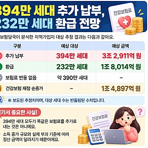 2026 건강보험료 소득정산 확대 추진｜394만 세대 추가 납부·232만 세대 환급, 대상자와 조회 ....
