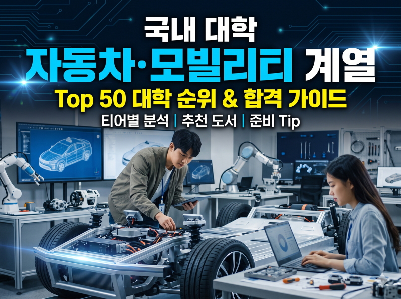 2026 국내 자동차·모빌리티 계열 대학교 순위 Top 50 (입결, 주요학과, 등록금 등)