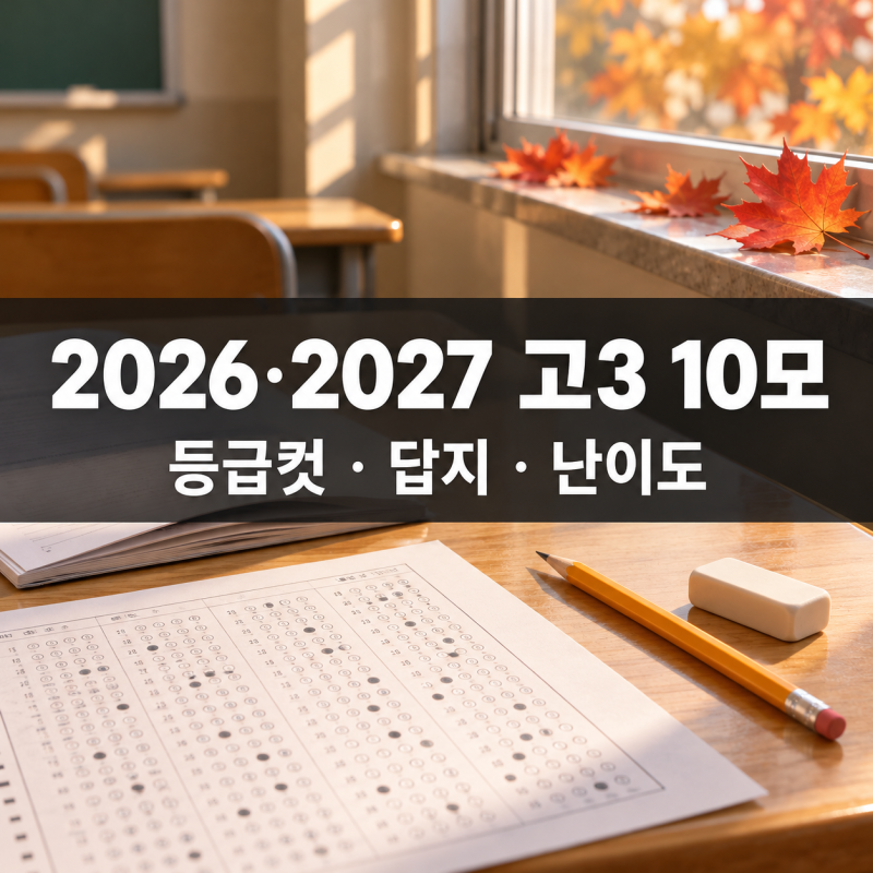 2026, 2027 고3 10월 모의고사 10모 등급컷, 10모 답지, 난이도
