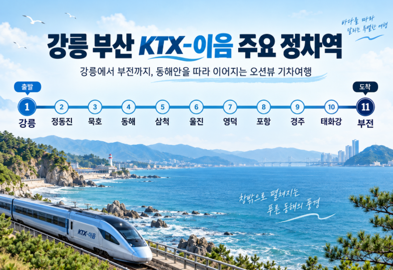 [나홀로국내여행] 1박2일 뚜벅이여행｜강릉 부산 KTX 이음 오션뷰 좌석 예매·해운대 혼밥 추....