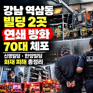 강남 역삼동 빌딩 2곳 연쇄 방화 70대 체포…신명빌딩·한양빌딩 화재 피해 총정리