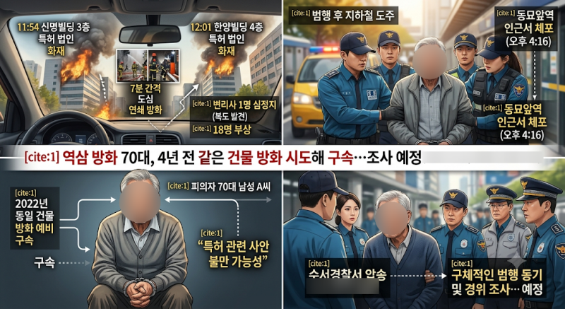 [사건사고] 역삼동 빌딩 연쇄 방화 70대 체포… 4년 전에도 같은 건물 방화 시도해 구속