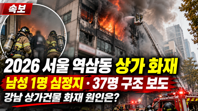 2026 서울 역삼동 상가 화재 속보｜남성 1명 심정지·37명 구조 보도, 강남 상가건물 화재 원인....