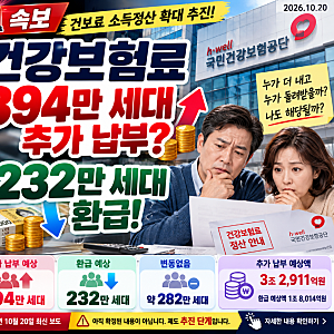 건강보험료394만 세대 추가 납부? 232만 세대는 환급! 2026년 건보료 소득정산 확대 총정리