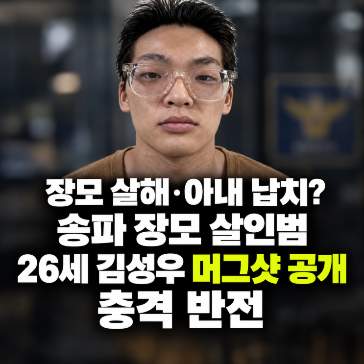 "<b>장모</b> 살해  아내 납치?" 송파 <b>장모 살인</b>범 26세 <b>김성우</b> 머그샷 <b>공개</b> ....