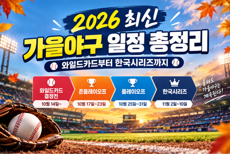 2026 최신 가을야구 일정 총정리-와일드카드부터 한국시리즈까지