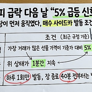 코스피 급락 다음 날 "5% 급등 신호" 선물시장이 먼저 움직였다, 매수 사이드카 발동 조건 정....