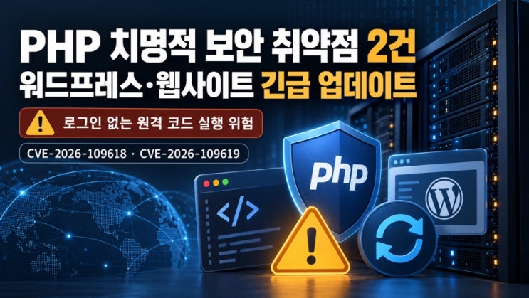 <b>PHP</b> 보안 <b>취약점</b> 2건 <b>발견</b> 전 세계 웹사이트 공격 급증 워드프레스 긴....