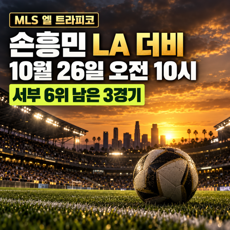손흥민 경기 일정 LA 갤럭시전 몇 시?｜10월 26일 오전 10시 엘 트라피코, LAFC 서부 6위 남은 3경....
