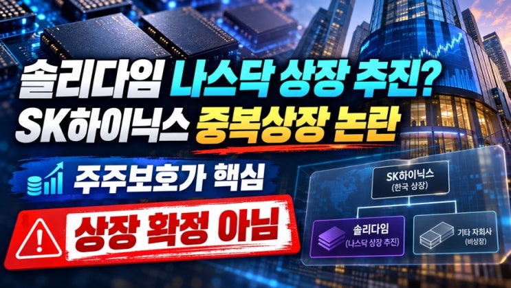 <b>솔리다임</b> 나스닥 <b>상장</b>에 금융당국 <b>제동</b>? SK하이닉스 중복<b>상장</b> 논란....