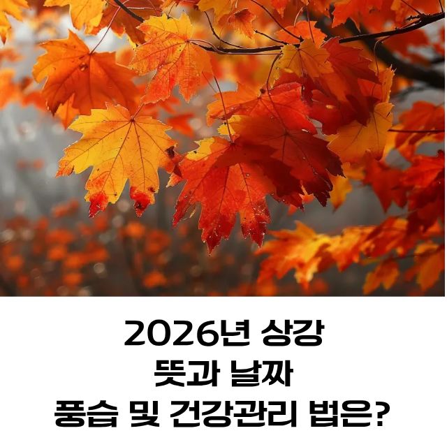 2026 <b>상강 뜻</b> 날짜 시간 풍습 음식 건강관리 총정리