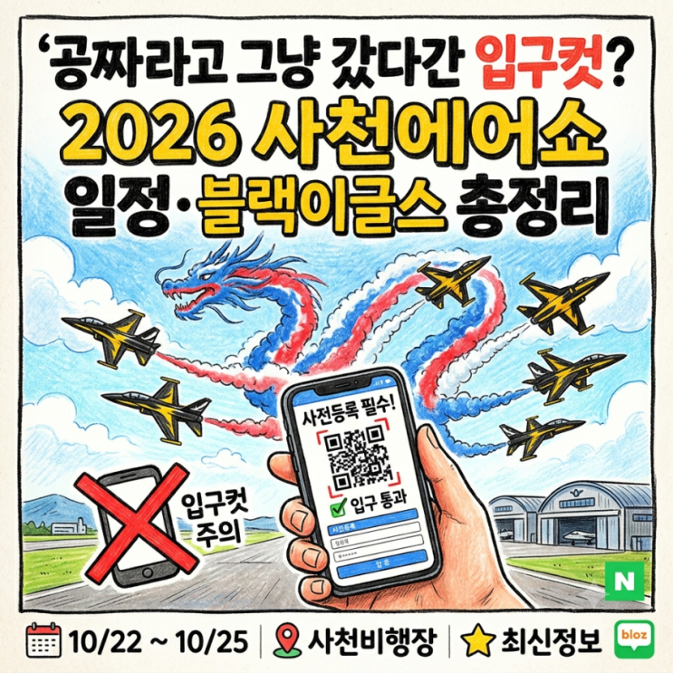 공짜라고 그냥 갔다간 입구컷? 2026 <b>사천에어쇼</b> 일정·블랙이글스 총....