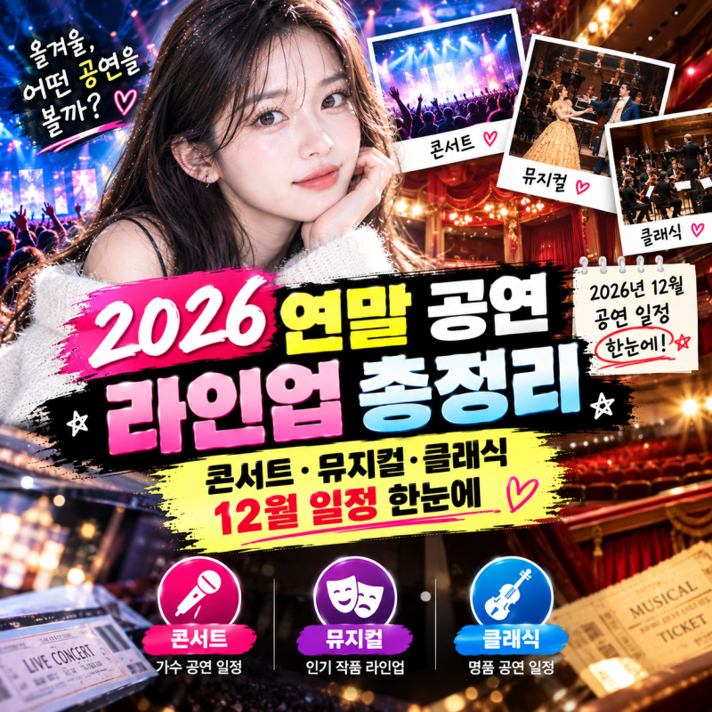 2026 연말 공연 라인업 총정리, 콘서트·뮤지컬·클래식 12월 일정 한눈에