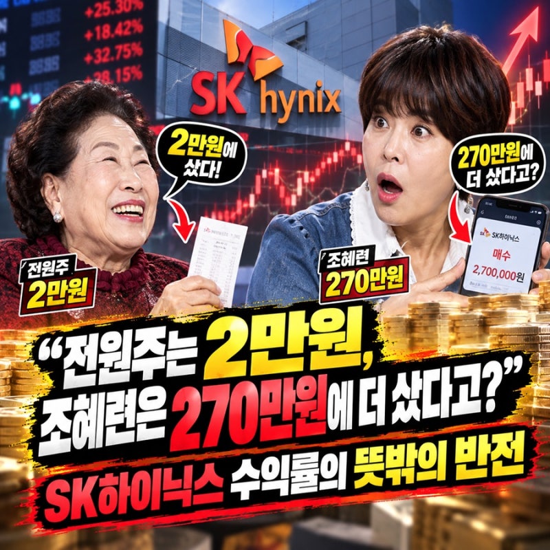 “전원주는 2만원, 조혜련은 270만원에 더 샀다고?”… SK하이닉스 수익률의 뜻밖의 반전