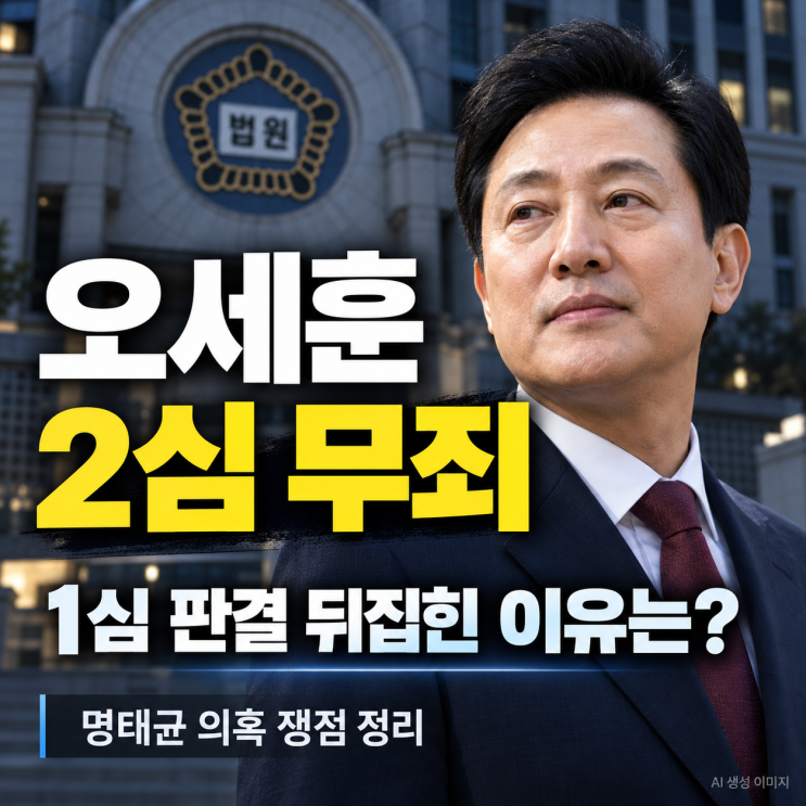<b>오세훈</b> 2심 <b>무죄 선고</b> 확정! 1심 벌금 1,000만 원 뒤집힌 이유는? 명태....