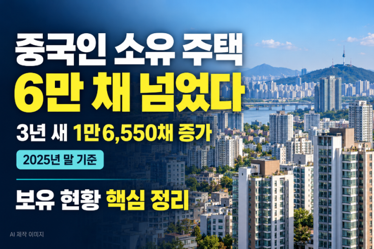 <b>중국인</b> 소유 국내 <b>주택</b> 6만 채 넘어…3년간 얼마나 늘었을까?