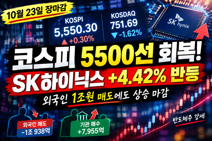 SK하이닉스 4.42% 반등! <b>코스피 5500선 회복</b>, 외국인은 1조원 매도｜10월....