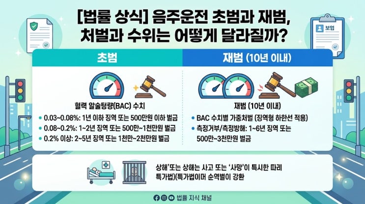 [법률 상식] 음주운전 초범과 재범, 처벌과 수위는 어떻게 달라질까?