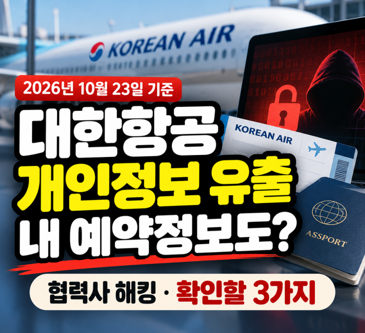 <b>대한항공</b> 개인<b>정보 유출</b>, 내 예약<b>정보</b>도? 협력사 해킹·확인할 3가지