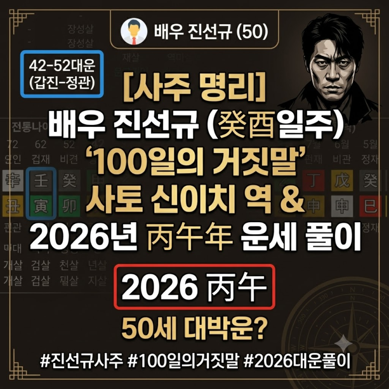 배우 진선규 사주 분석: '100일의 거짓말' 사토 신이치 역과 2026년 병오년(丙....