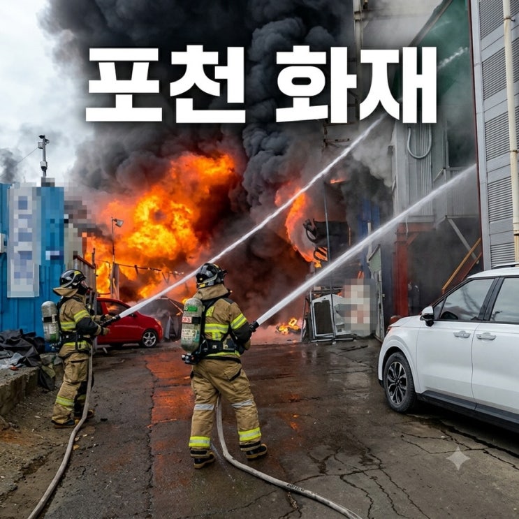 <b>포천</b> <b>화재</b> 실시간 진화 상황 무봉리 408 위치 성진<b>폐차장</b> 불 대응 1단....