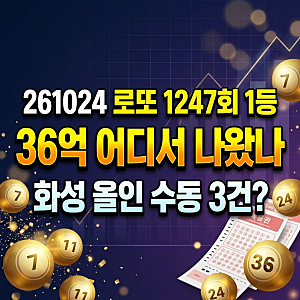 로또 1247회 당첨번호 1등 8건 각 36억 실수령액은? 화성 올인 수동 3건 등 당첨 판매점 명당 리....