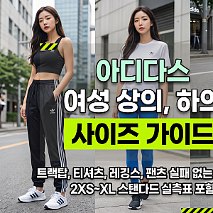 아디다스 여성 사이즈 표(상의, 하의) 총정리! 국내 치수 변환표와 핏별 선택 꿀팁