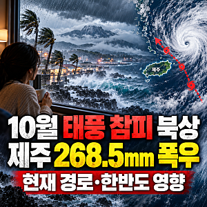 10월 태풍 참피 어디로 가나? 제주 268.5mm 폭우, 현재 위치와 한반도 영향