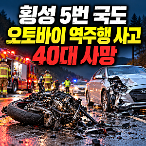 횡성 5번 국도서 오토바이 역주행 사고, 40대 운전자 사망