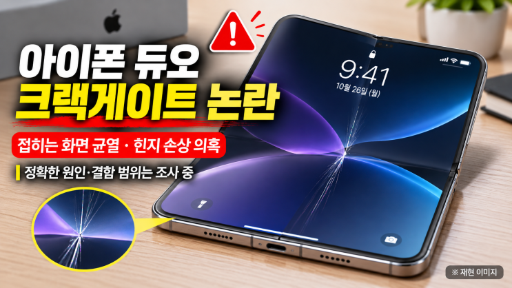 “<b>아이폰</b> 듀오 벌써 화면 깨졌다?” <b>크랙게이트</b> 논란! 힌지 결함 원....