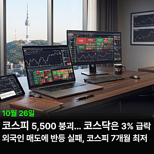 국내 증시 마감 | 코스피 5,500선 내주고 7개월 최저, 코스닥 -3.26%… 반등은 장중에 그쳤다 (10/2....