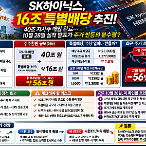 SK하이닉스 16조 특별배당 추진! 40조 자사주 매입 완료, 10월 28일 실적 발표가 주가 반등의 분....