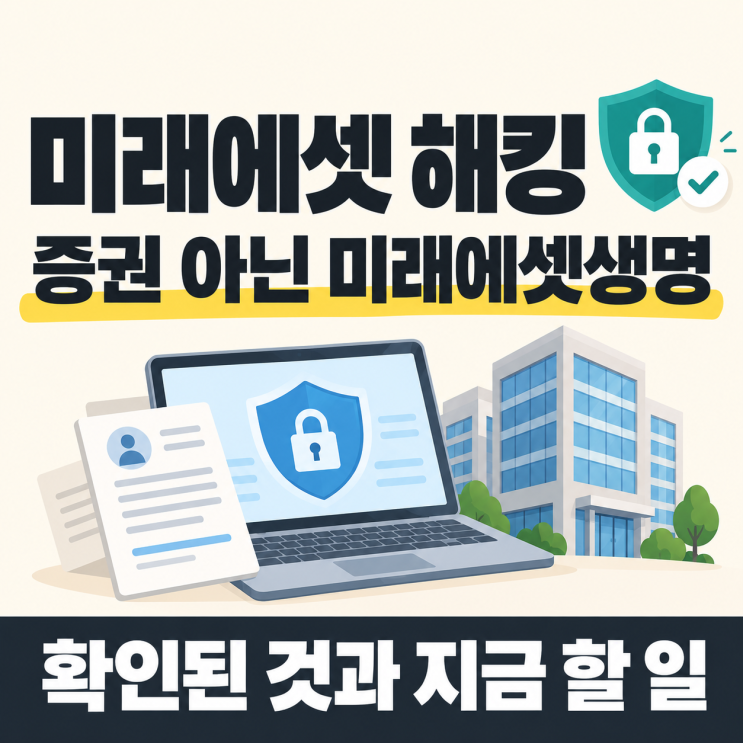 <b>미래에셋</b> <b>해킹</b>, 증권 아닌 <b>미래에셋</b>생명 개인정보 유출 확인된 것과....