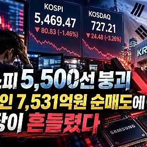 코스피 5,500선 붕괴, 외국인 7,531억원 순매도에 시장이 흔들렸다 (2026년 10월 26일)