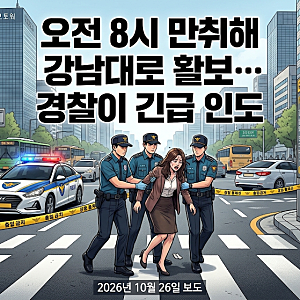 [사건사고/서울] 오전 8시 만취해 강남대로 한복판 활보한 여성… 경찰이 긴급 인도