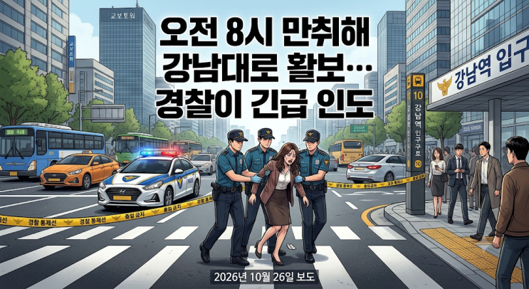 [사건사고/서울] 오전 8시 만취해 <b>강남대로</b> 한복판 활보한 여성… 경....