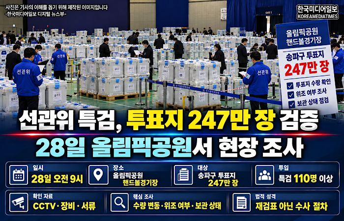 <b>선관위 특검</b>, 송파구 <b>투표지</b> 247만장 <b>검증</b>…위조·수량 변동 확인?(한....