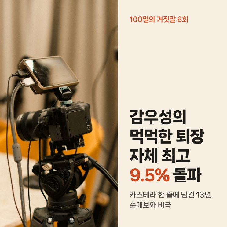 <b>100일의 거짓말 감우성</b> 먹먹한 <b>사망</b> 퇴장, 카스테라 한마디와 시청률....