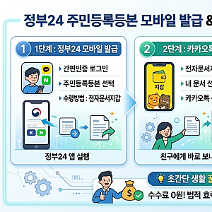 정부24 주민등록등본 모바일 발급 및 카카오톡 PDF 저장 방법 1분 정리