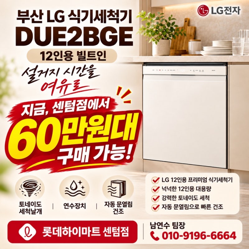 부산 DUE2BGE LG 12인용 식기세척기｜60만원대!? 하이마트 센텀점