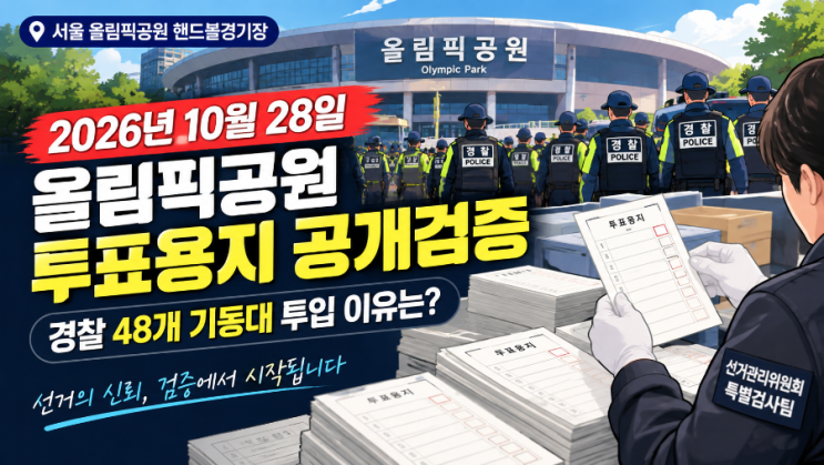 올림픽공원 투표용지 공개검증 10월 28일｜<b>경찰</b> 48개 <b>기동대 투입</b> 이....