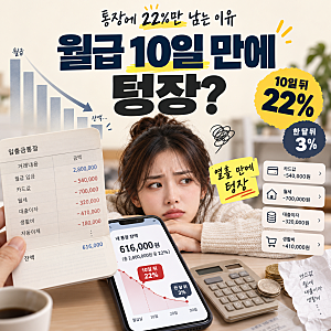 월급 받은 지 열흘 만에 22%만 남았다 직장인 통장이 '텅장' 되는 이유