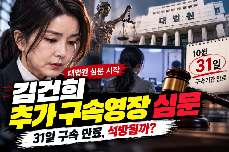 <b>김건희 추가 구속영장</b> 심문, 31일 <b>구속</b> 만료 앞두고 석방 가능성