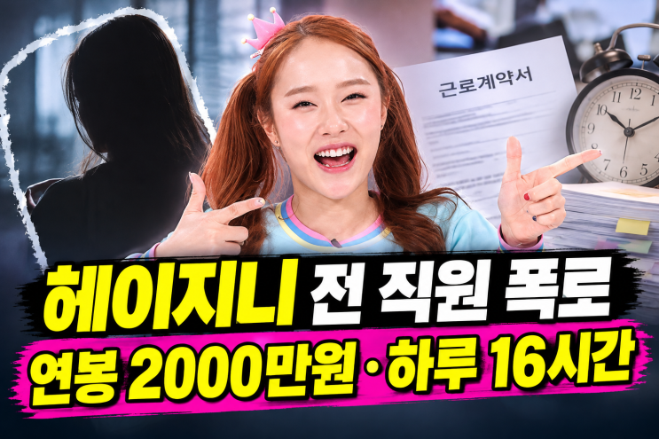 <b>헤이지니 전 직원 폭로</b> “연봉 2000만원·하루 16시간 근무” 주장…....