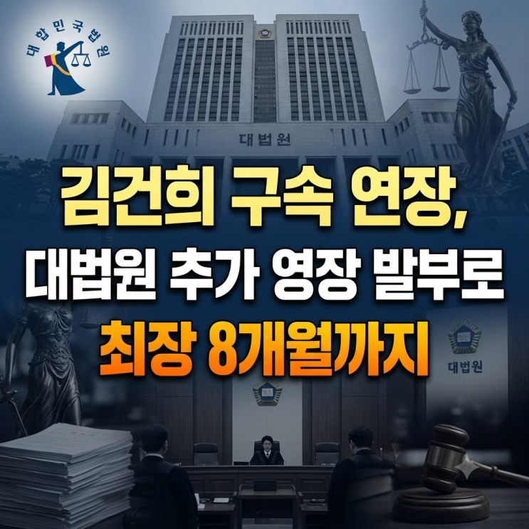 <b>김건희</b> <b>구속</b> 연장, 대법원 <b>추가</b> <b>영장</b> 발부로 최장 8개월까지
