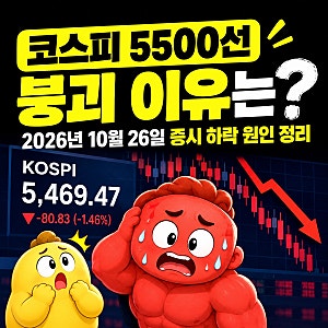 코스피 5500선 붕괴 이유는? 2026년 10월 26일 증시 하락 원인 정리