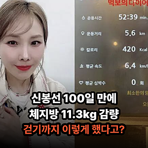“100일 만에 체지방 11kg 감량!” 신봉선, 오이와 닭가슴살에 왕복 8.2km 걷기까지