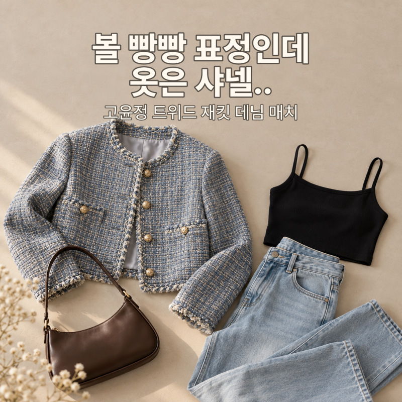 "볼 빵빵 표정인데 옷은 샤넬.." 고윤정이 트위드 재킷을 청바지에 입은 방법