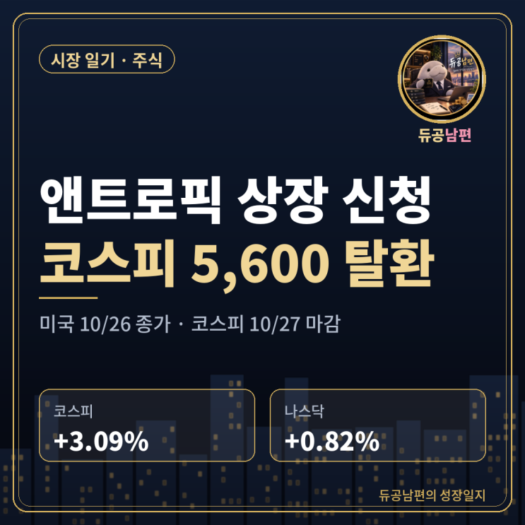 코스피 5,600 되찾은 날, 외국인은 사고 개인은 9,500억 팔았다 (10/27)