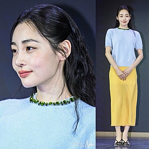 김민하 꿀알바 제작발표회 패션, 하늘색 니트와 스커트 & 구두 어디꺼?